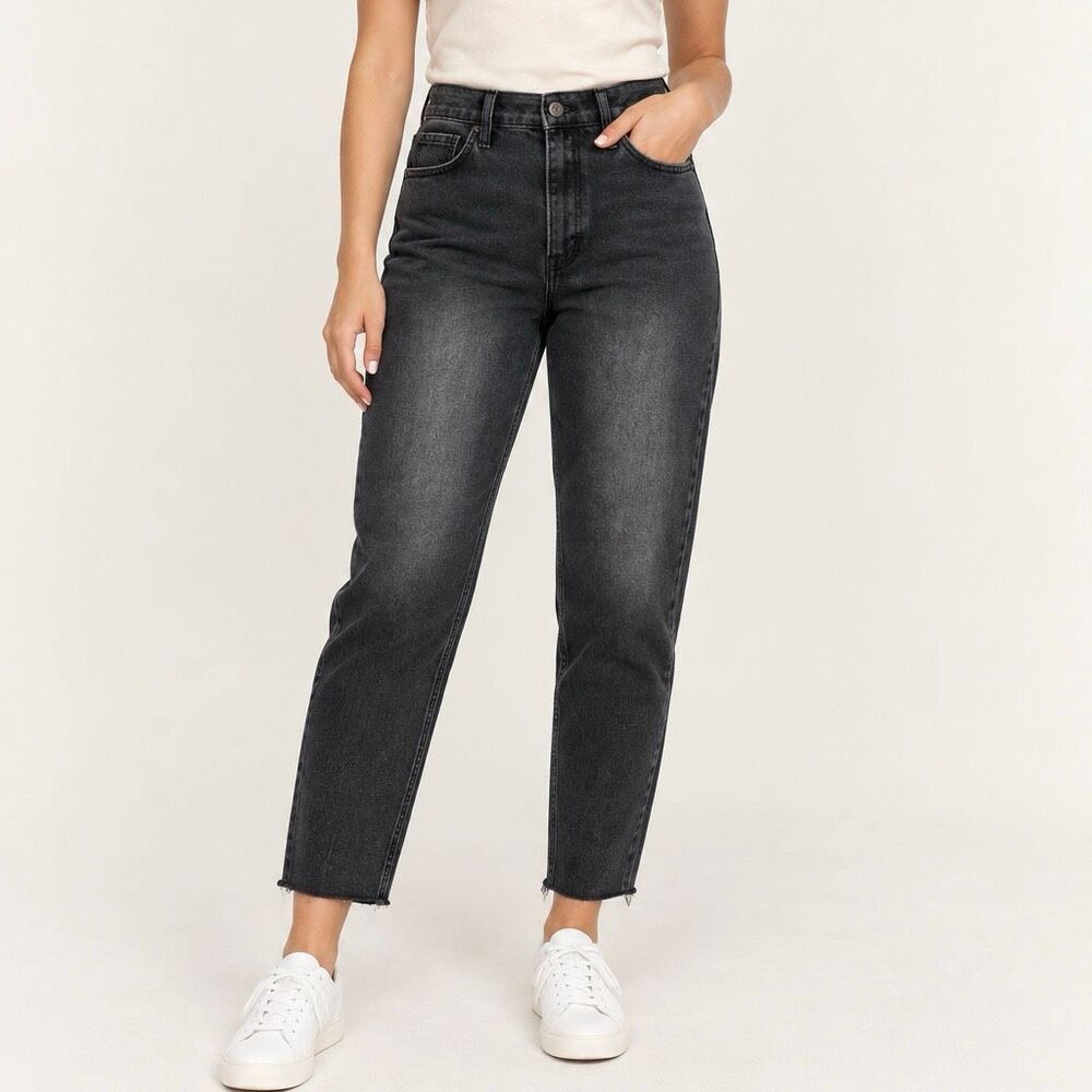Hollister Ultra High Rise Mom Jeans 9R Charcoal Black Women